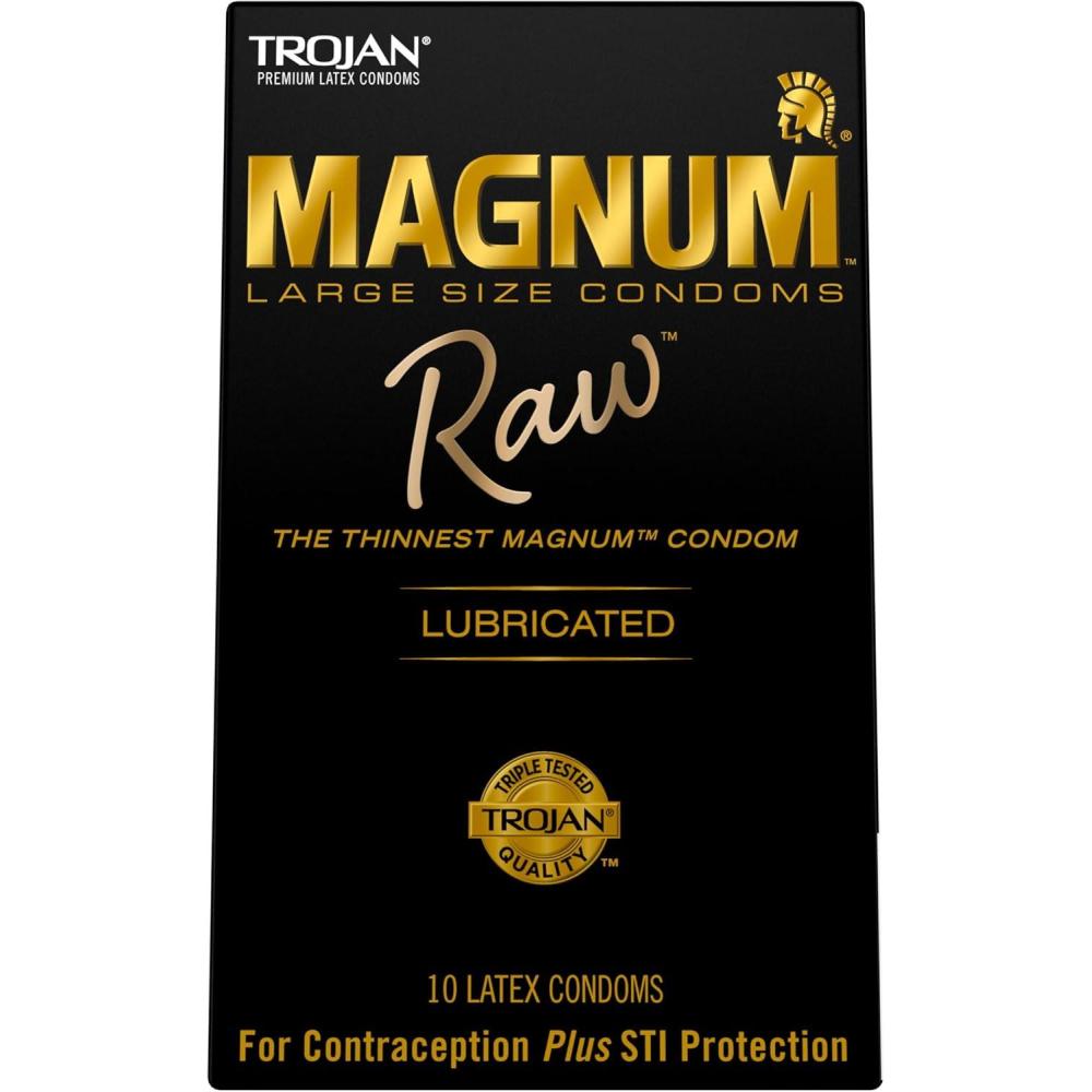 imageTrojan Magnum Raw Large Size Thin Condoms Magnum Condoms 10 Count10 Count Pack of 1