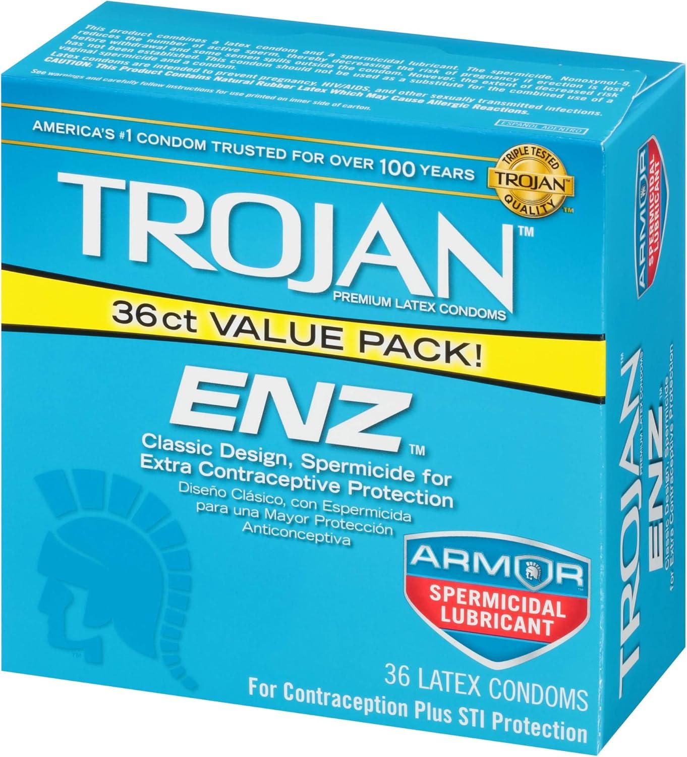imageTROJAN ENZ Spermicidal Lubricated Condoms Value Pack 36 Count