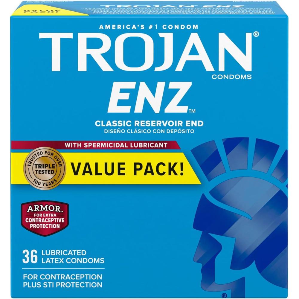 imageTROJAN ENZ Spermicidal Lubricated Condoms Value Pack 36 Count