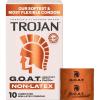 Trojan G.O.A.T. Latex-Free Lubricated Condoms for Men, Patent Pending Ultra Flex Non-Latex Material, Soft, Strong, Odorless & Colorless, 10 Count