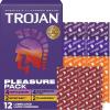 Trojan Pleasure Pack, Assorted Latex Lubricated Condoms for Men, Her Pleasure, Bareskin Studded, Ecstasy & Charged Varieties, 12 Count