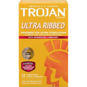 TROJAN Stimulations Ultra Ribbed Spermicidal Condoms, 12 Count(12 Count (Pack of 1))