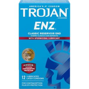 Trojan ENZ Armor Spermicidal Lubricated Condoms – 12 Count(W)