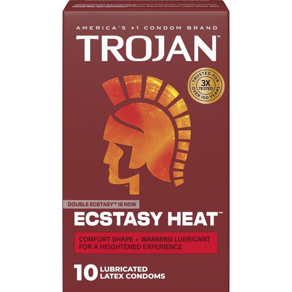 imageTROJAN Double Ecstasy Lubricated Condoms Ribbed Condoms 10 Count