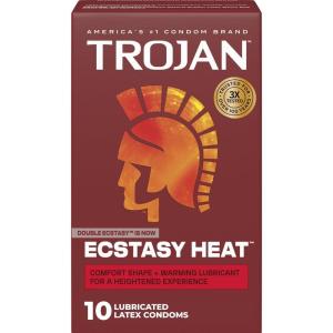 TROJAN Double Ecstasy Lubricated Condoms, Ribbed Condoms, 10 Count
