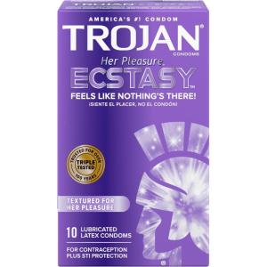 Trojan Her Pleasure Ecstasy Lubricated Condoms – 10 Count