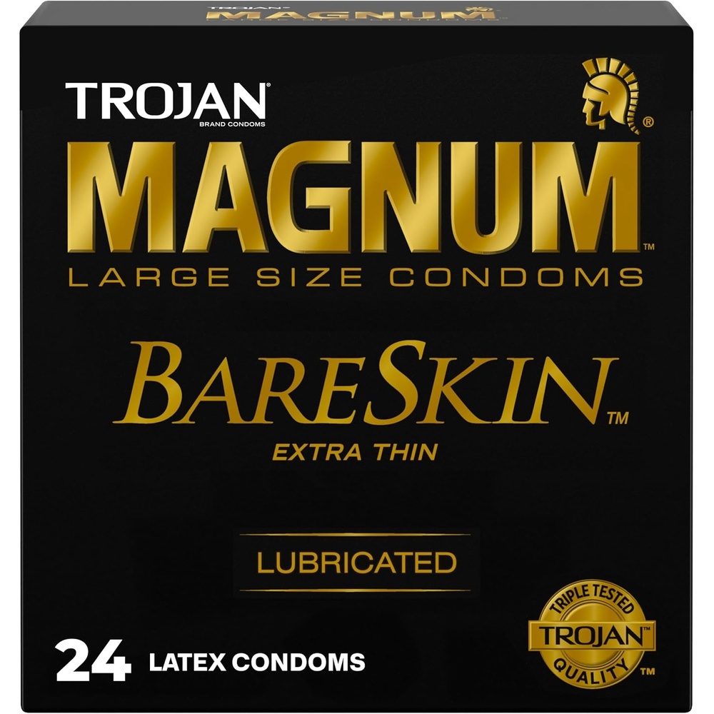 image:imageTROJAN Magnum BareSkin Premium Large Condoms Comfortable Smooth Lubricated Condoms for Men 24 Count Value Pack24 Count Pack of 1