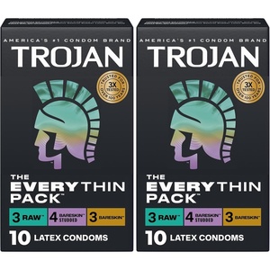 TROJAN Condoms Ultra Ribbed for Ultra Stimulation, 36 Count Pack(10 Count (Pack of 2))