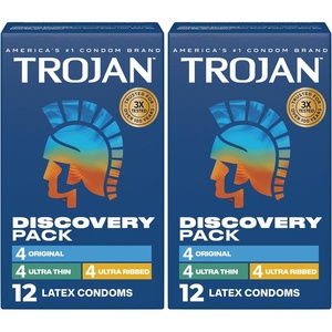 TROJAN Condoms Ultra Ribbed for Ultra Stimulation, 36 Count Pack(12 Count (Pack of 2))