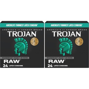 TROJAN Condoms Ultra Ribbed for Ultra Stimulation, 36 Count Pack(24 Count (Pack of 2))