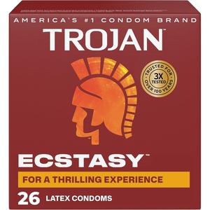 TROJAN Condoms Ultra Ribbed for Ultra Stimulation, 36 Count Pack(26 Count (Pack of 1))