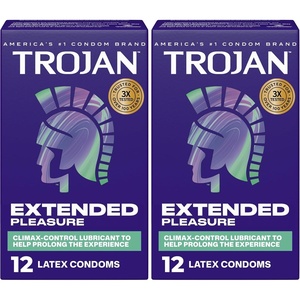 TROJAN Extended Pleasure Condoms, TROJAN Condoms, 12 Count(12 Count (Pack of 2))