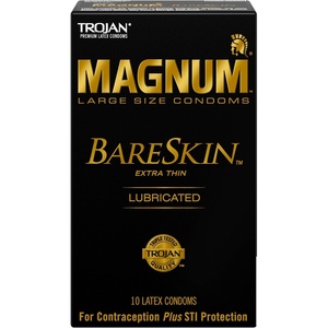 TROJAN Magnum BareSkin Premium Large Condoms, Comfortable, Smooth Lubricated Condoms for Men, 24 Count Value Pack(10 Count (Pack of 1))