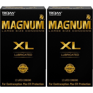 TROJAN Magnum Lubricated Large Condoms, Comfortable and Smooth Lubricated, America’s Number One Condom, 36 Count Pack(12 Count (Pack of 2))